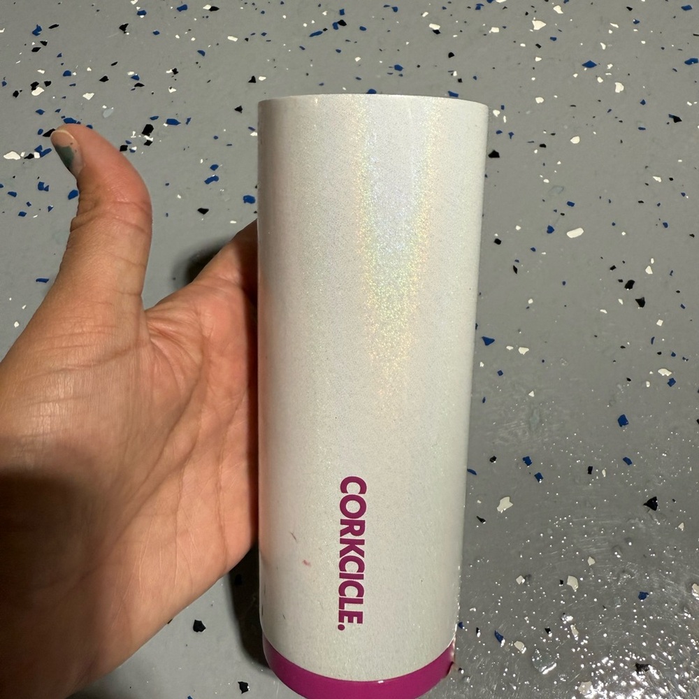 Corkcicle White and Pink slim can koozie